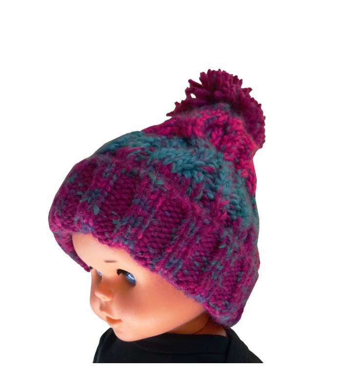 R-SPEKT Dětský Kulich Maxi PomPom Beanie Modrovínový (2)